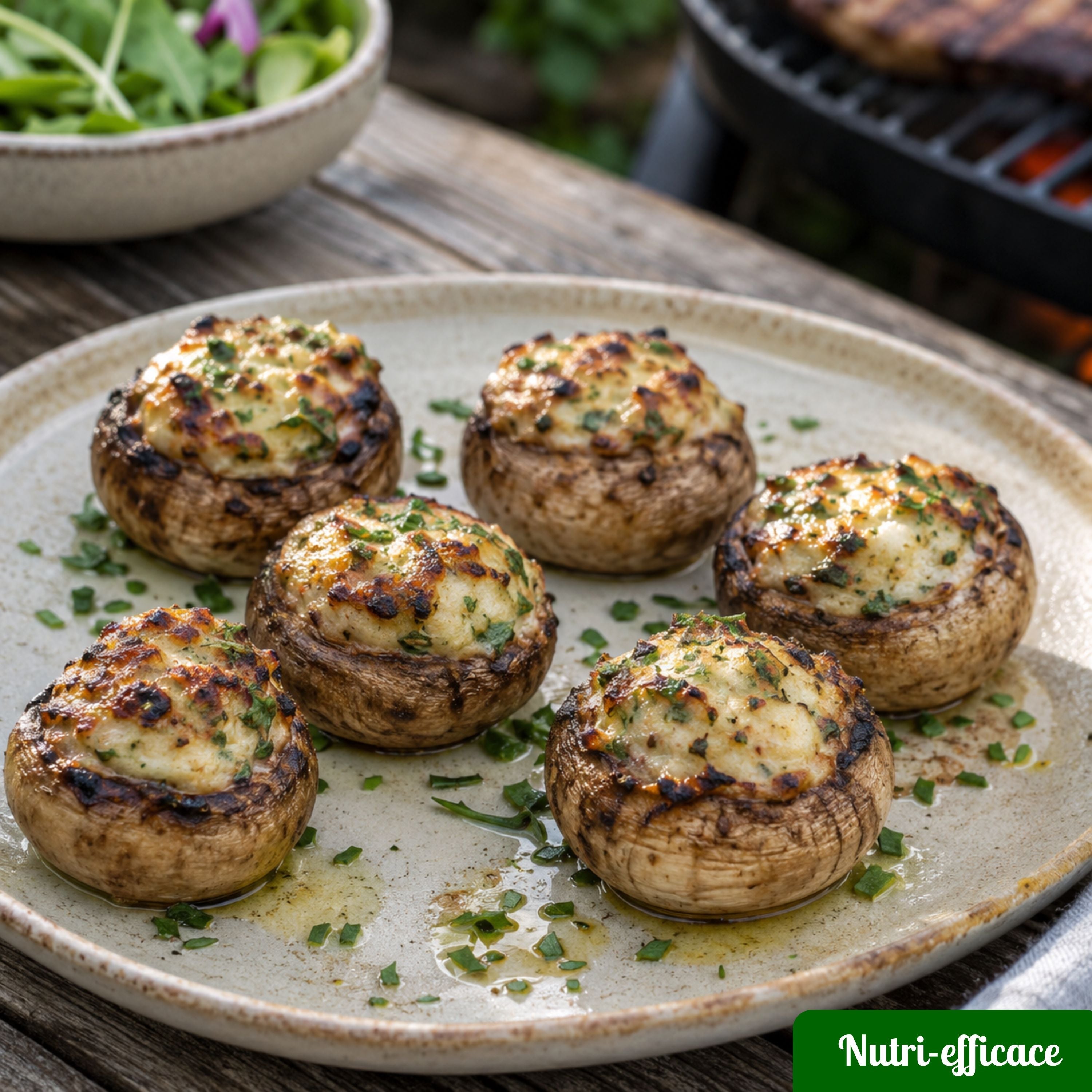 Champignons farcis au barbecue : l’apéro d’été économique qui change des brochettes