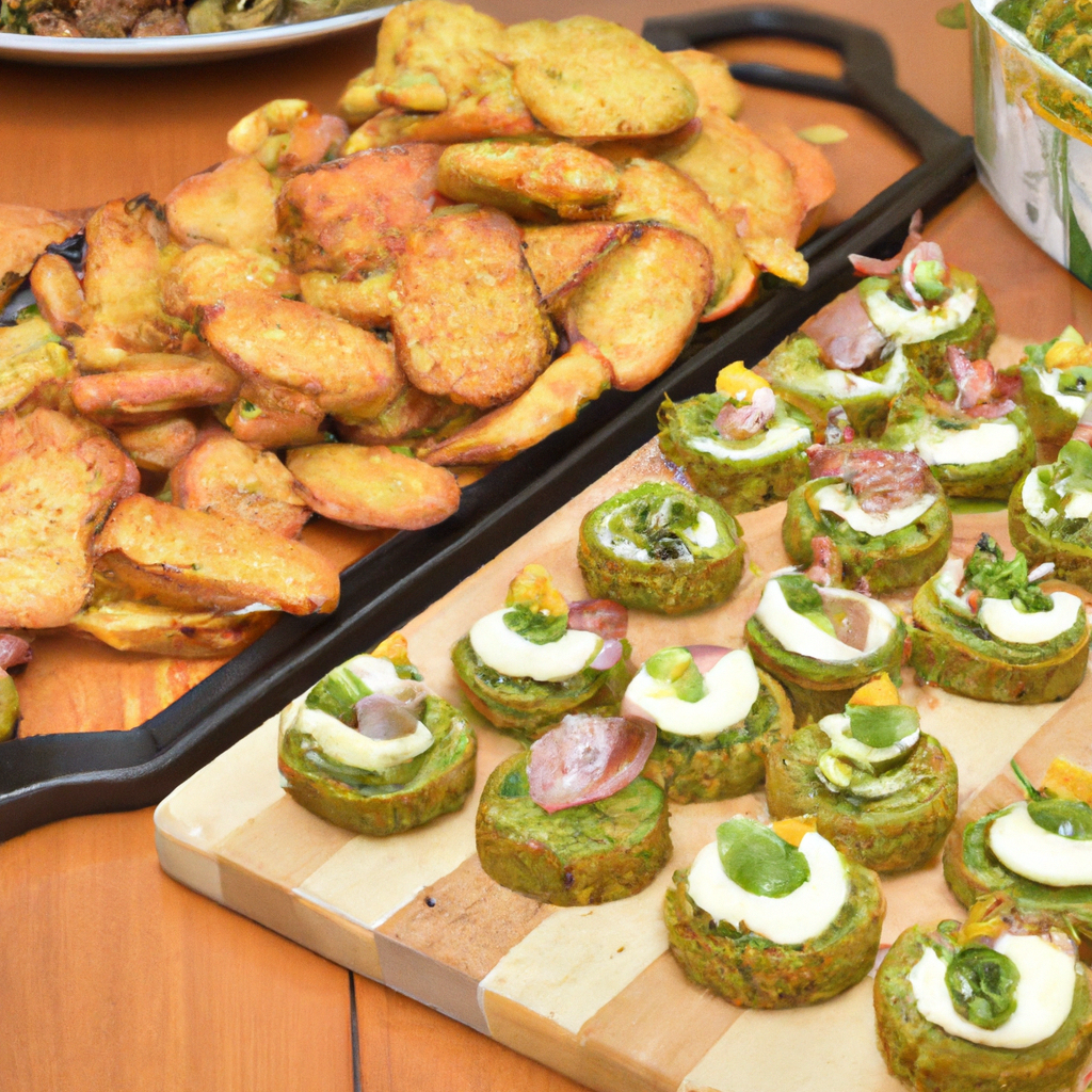 Apéritif maison varié avec légumes, tartinades, toasts et bouchées faciles