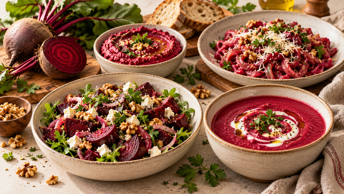 Recettes faciles avec de la betterave : salade, soupe, tartinade et pâtes