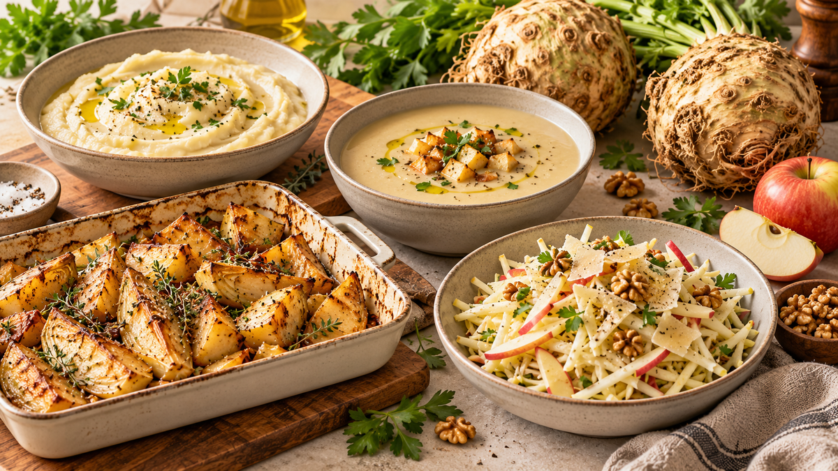 Recettes faciles avec du céleri-rave : purée, soupe, légumes rôtis et salade