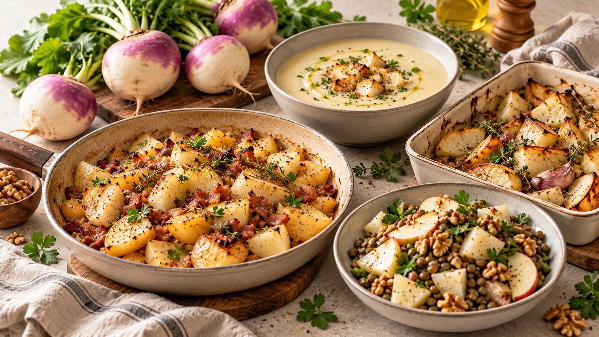 Recettes faciles avec des navets : poêlée, soupe, légumes rôtis et salade