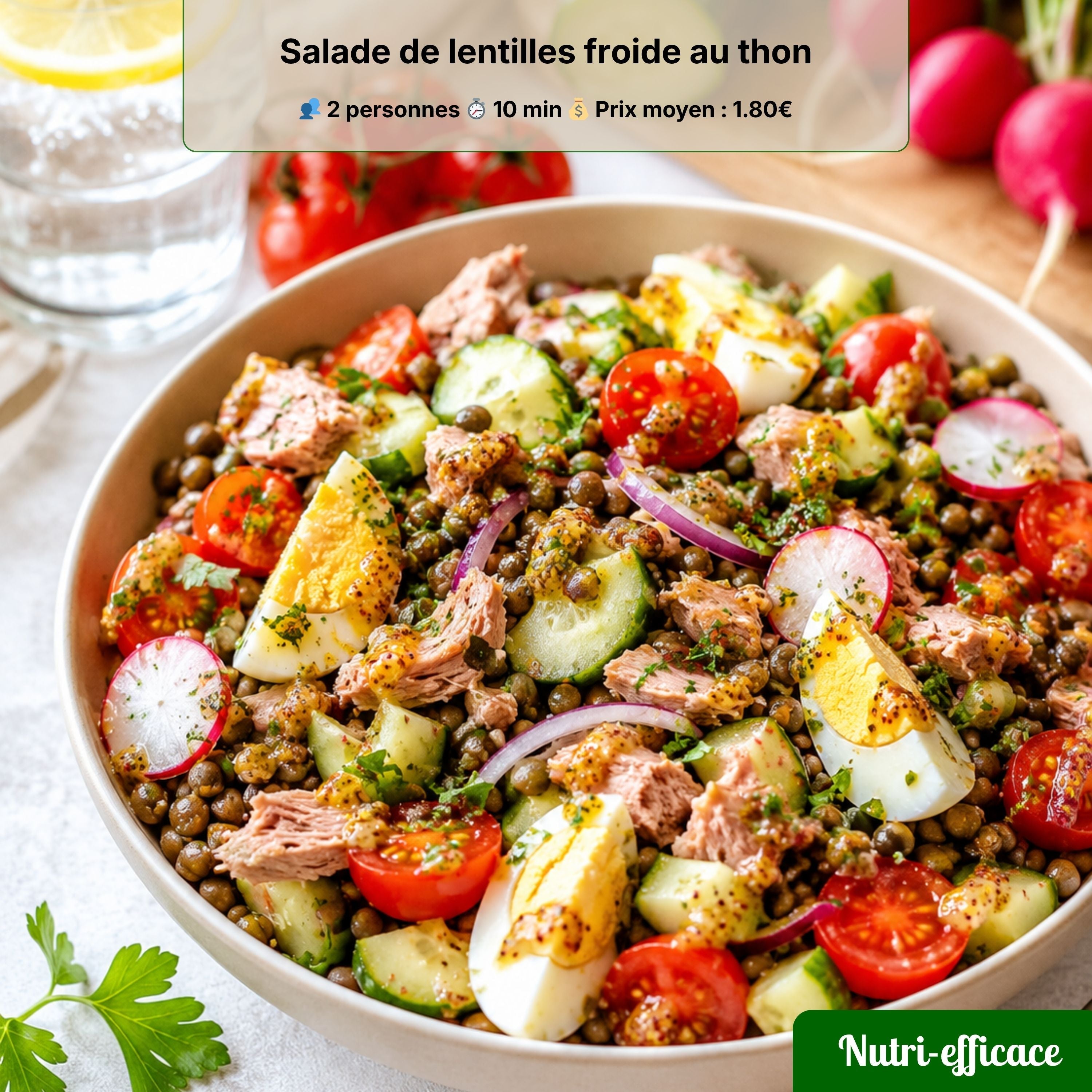 Salade de lentilles froide au thon : recette rapide, complète et pas chère