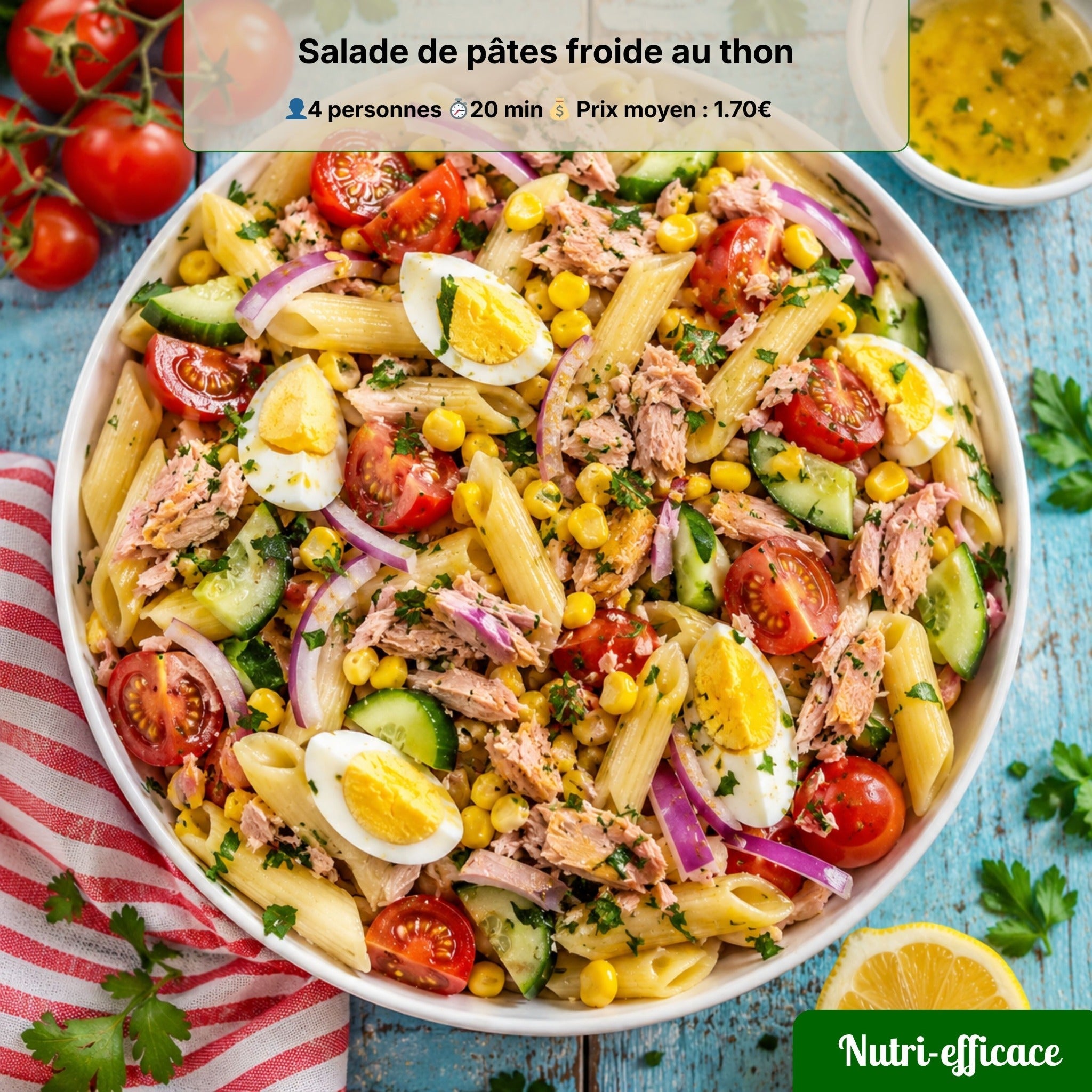 Salade de pâtes froide au thon : recette pas chère