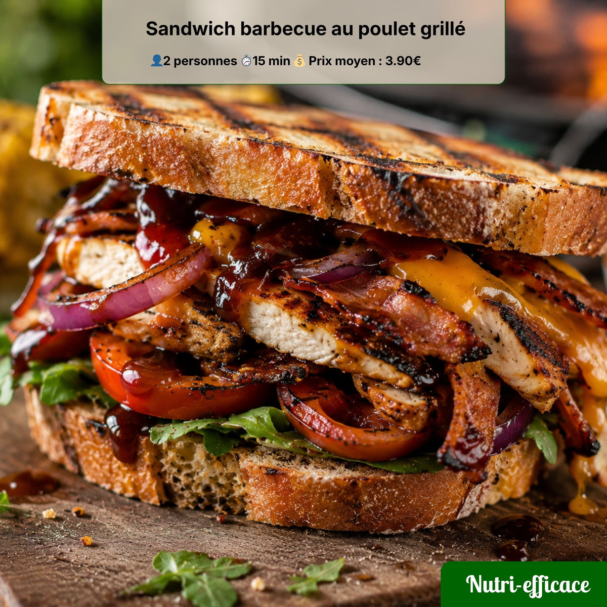 Sandwich barbecue au poulet grillé : recette rapide