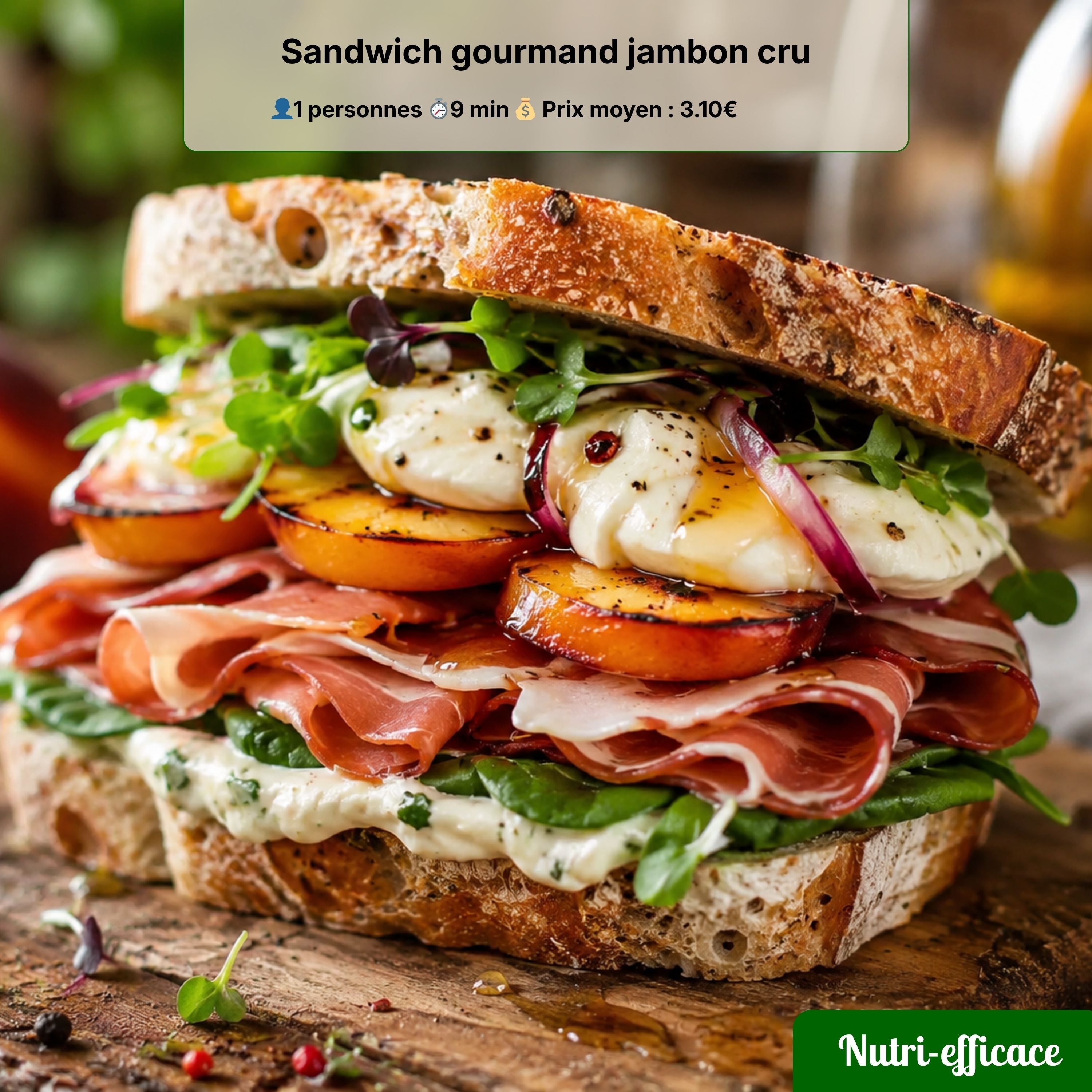 Sandwich gourmand jambon cru : recette rapide