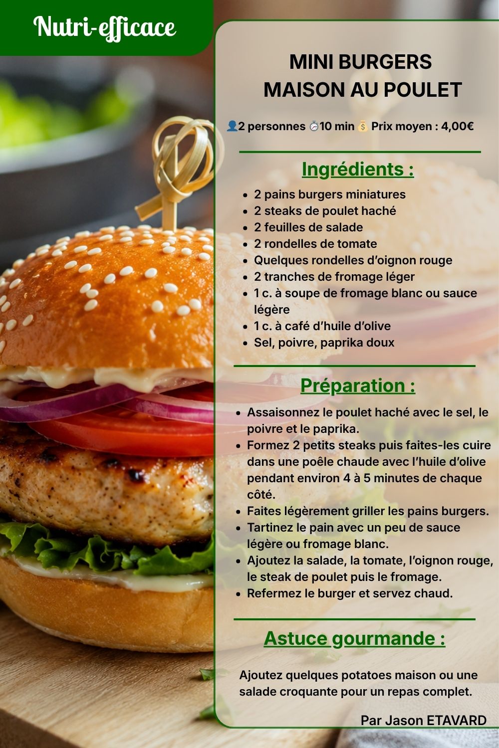 burgers maison au poulet 