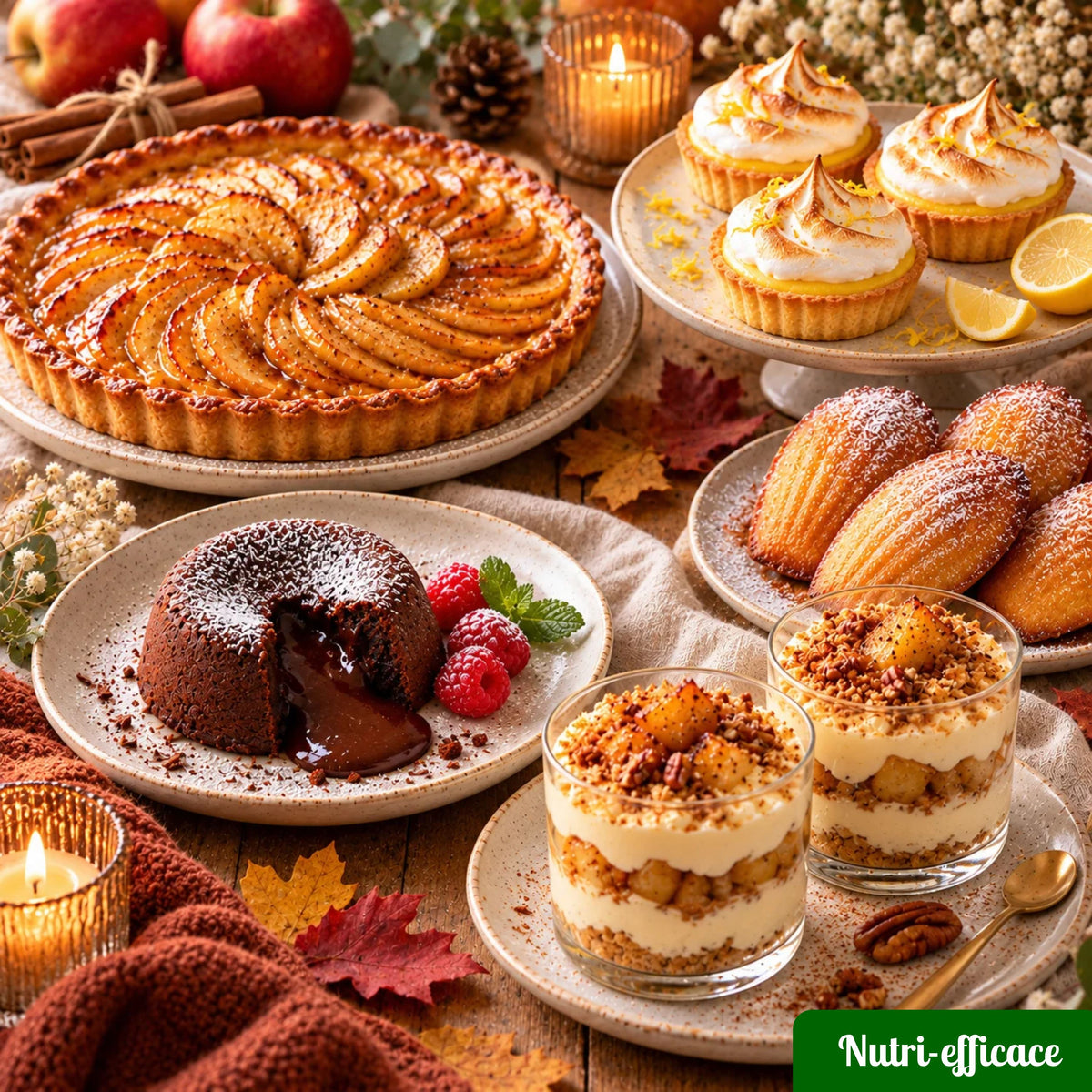 Sélection de desserts maison variés et gourmands à partager.
