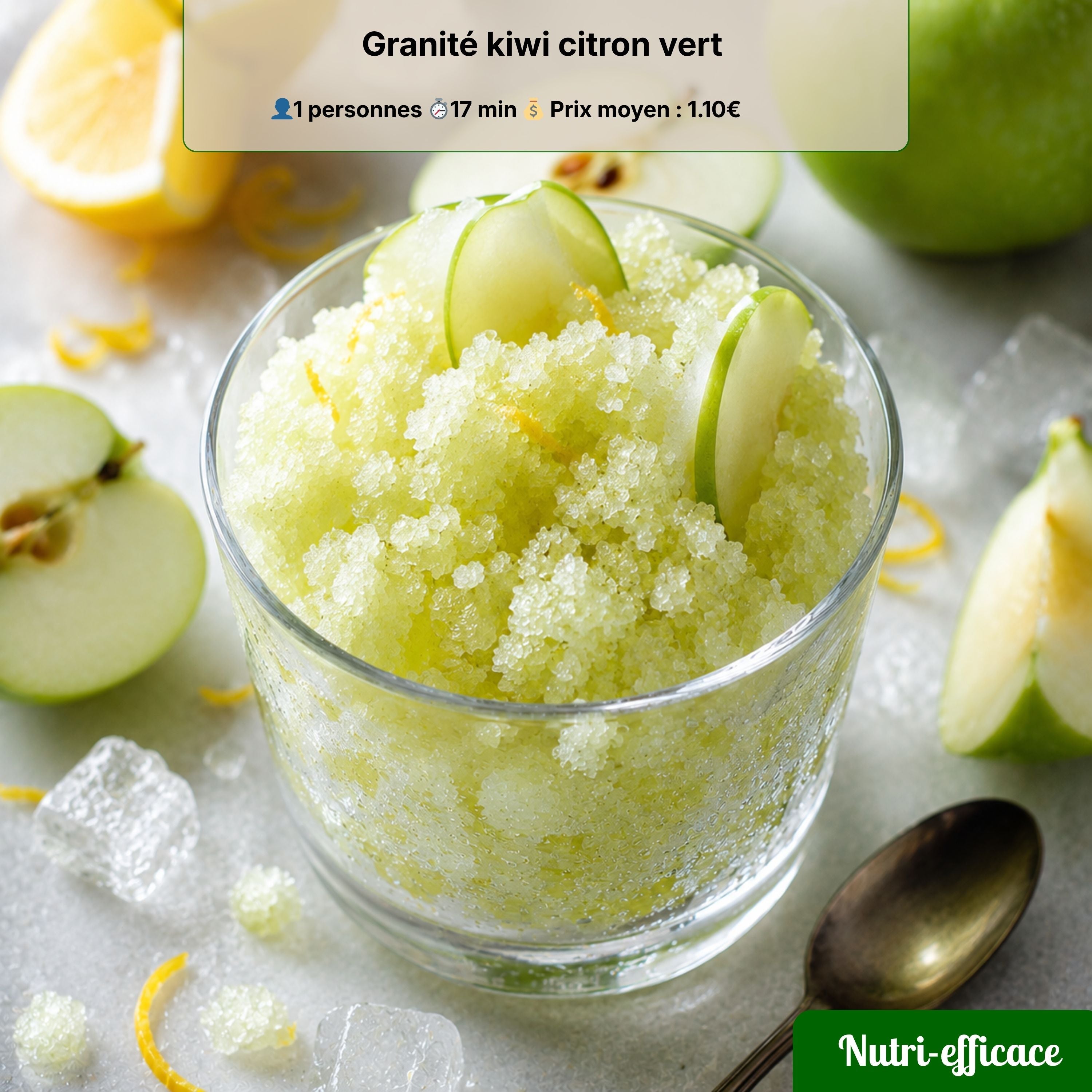 Granité kiwi citron vert maison, recette fraîche et légère