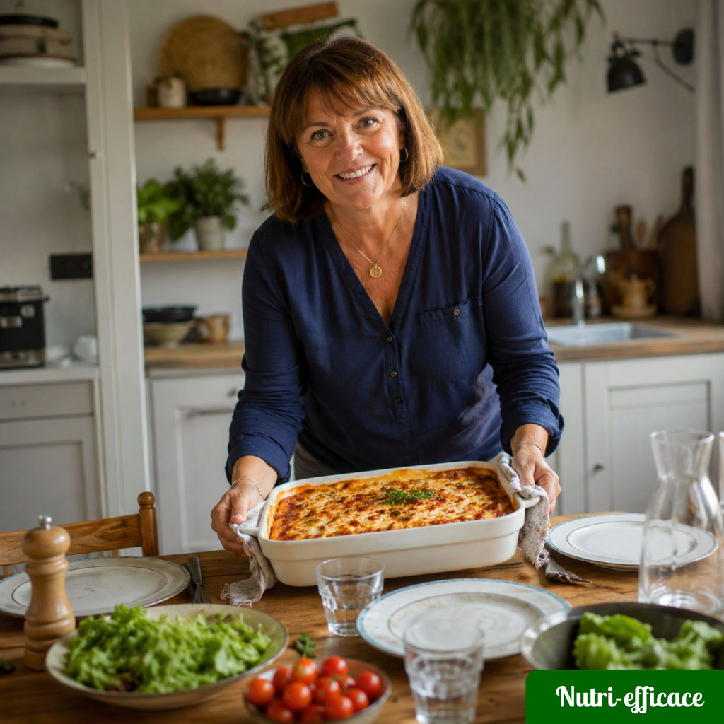 Gratin maison bien chaud servi à table, idée repas familial économique simple et gourmand