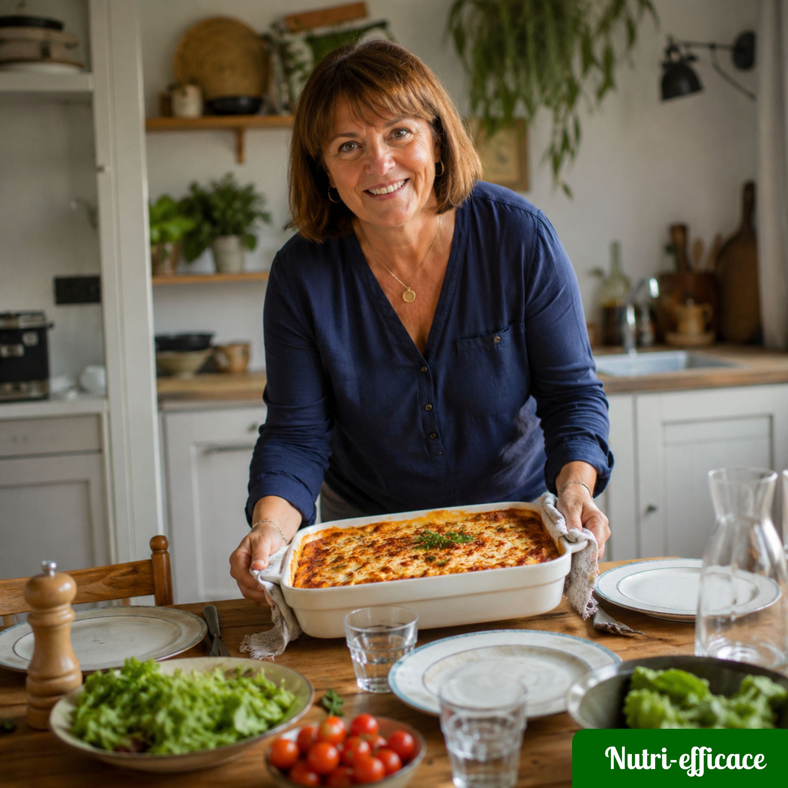 Gratin maison bien chaud servi à table, idée repas familial économique simple et gourmand