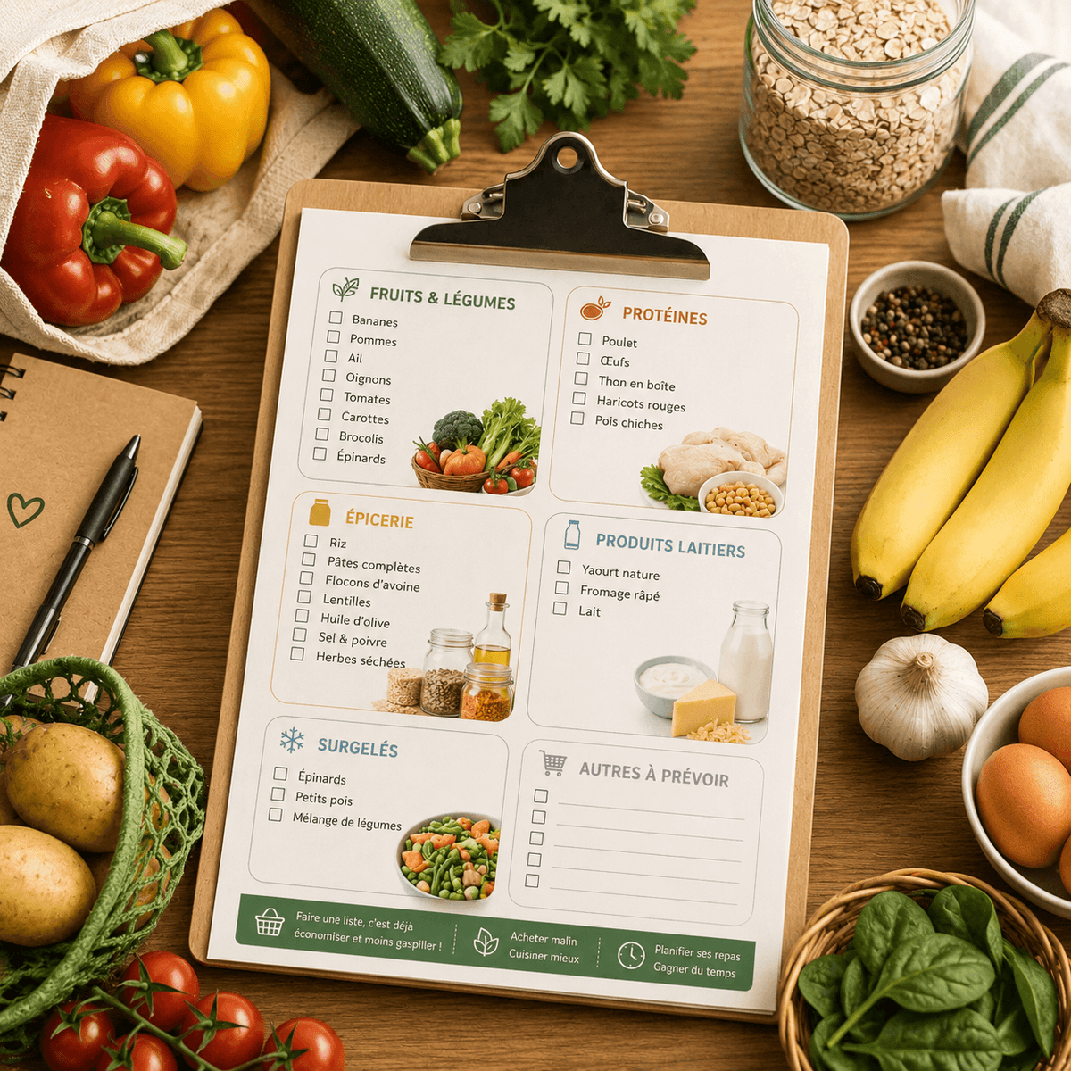 Menus et listes de courses prêts à utiliser