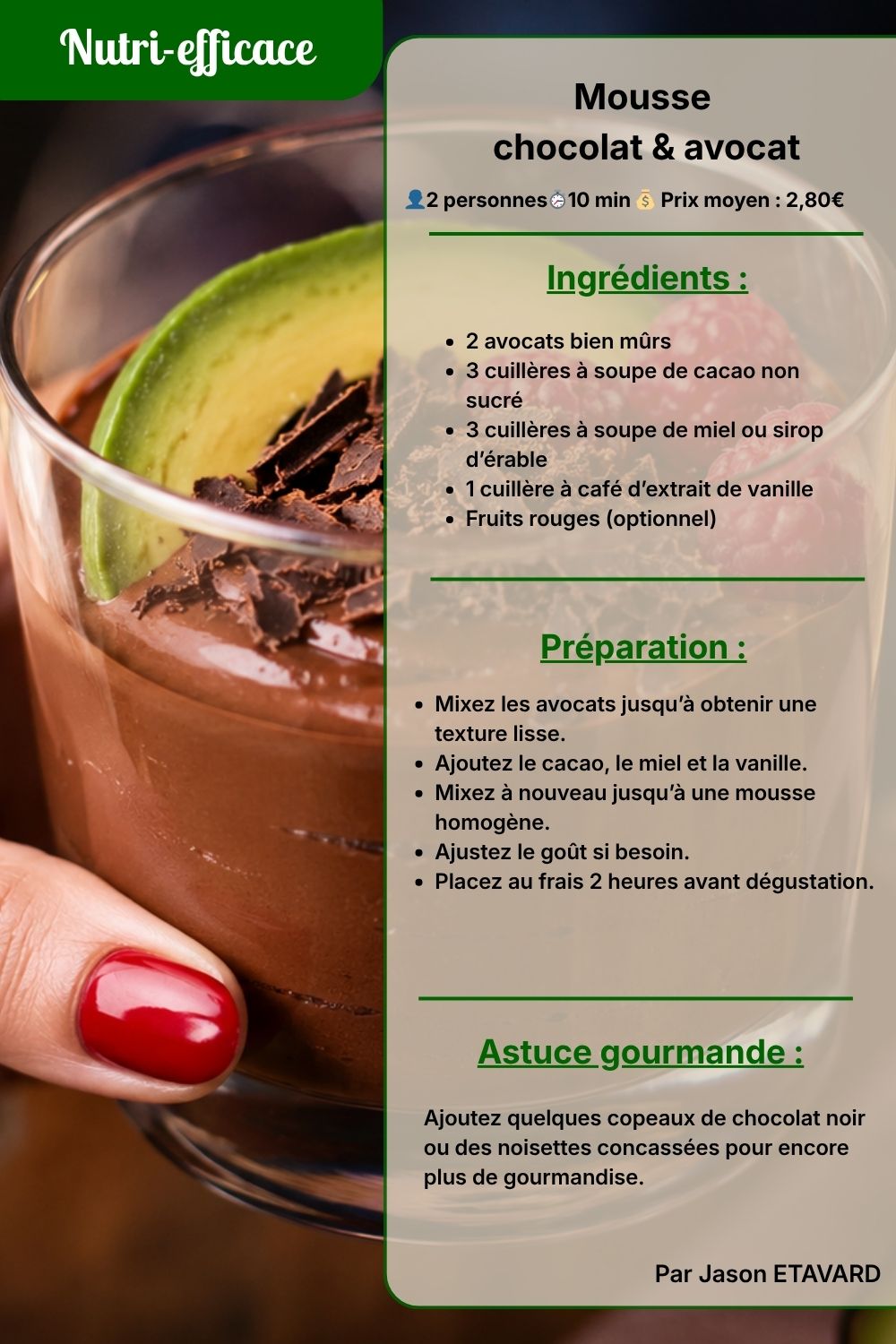 mousse chocolat avocat 