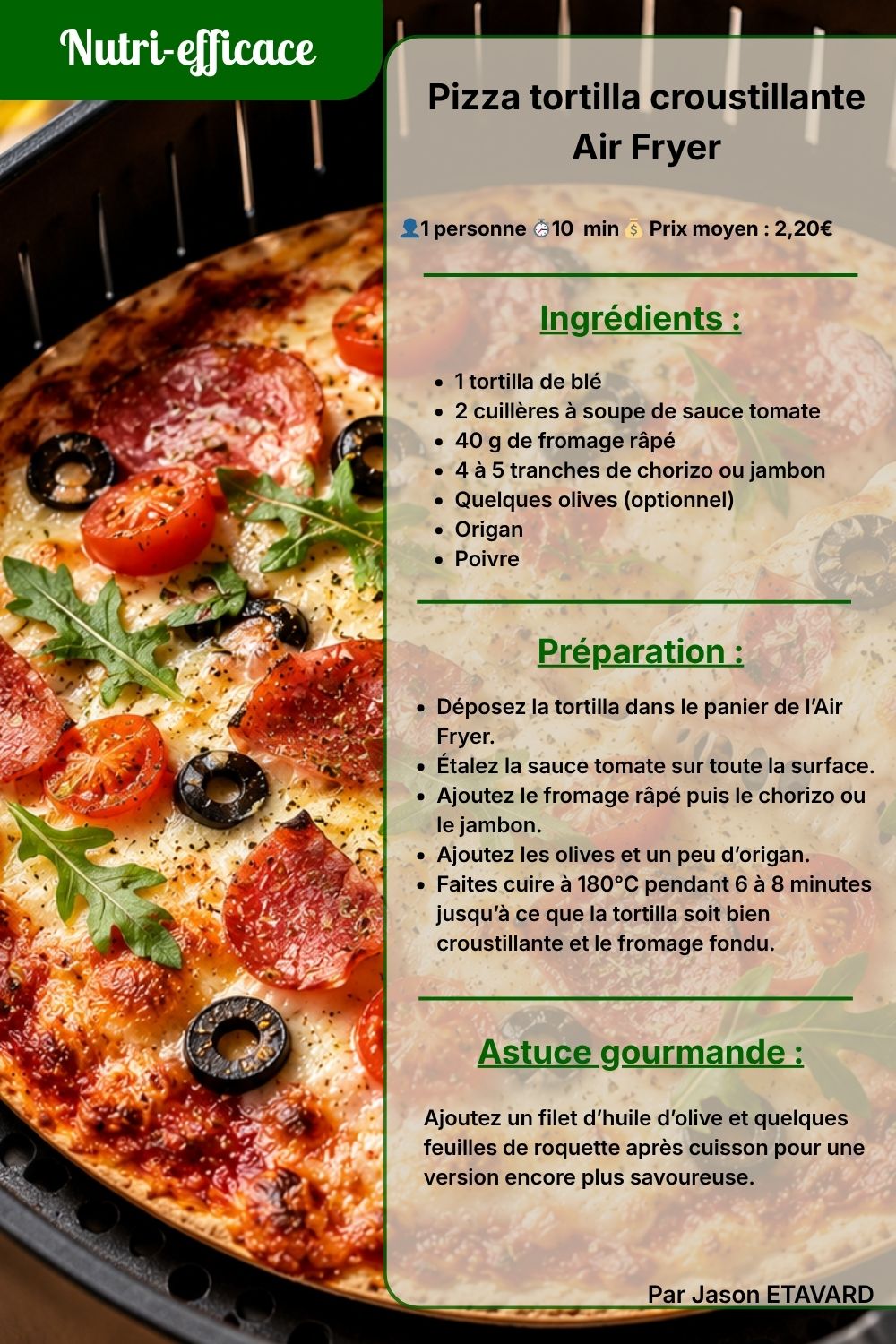 pizza tortilla croustillante air fryer 