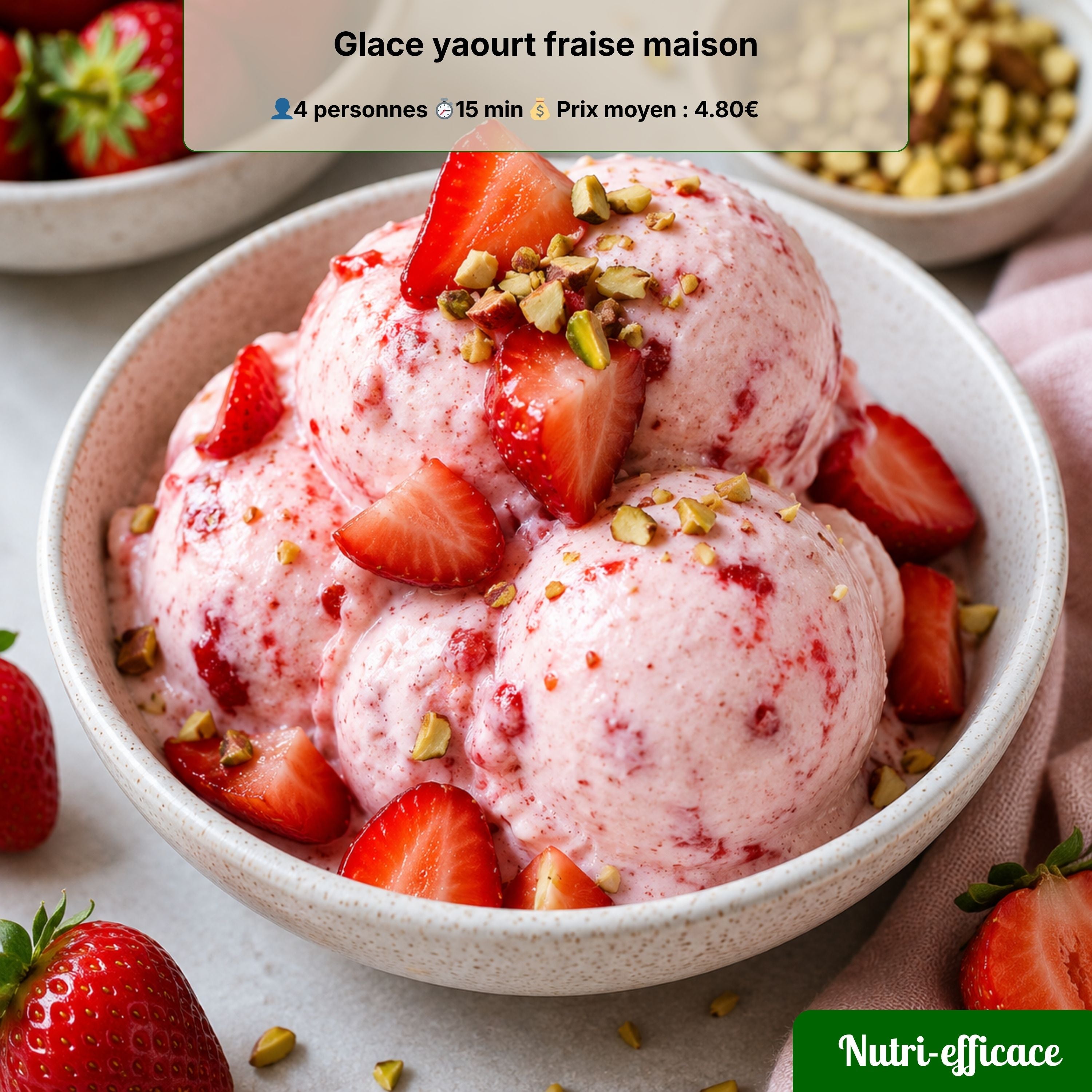 Glace yaourt fraise maison, recette fraîche sans sorbetière